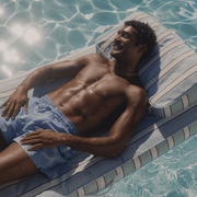 Blue Striped Flat Fabric Lounger Pool Float